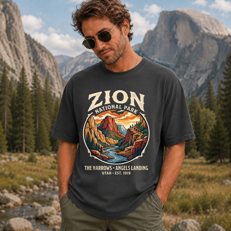 Zion National Park Shirt, Vintage Utah Hiking Graphic Tee, Gift for Hikers