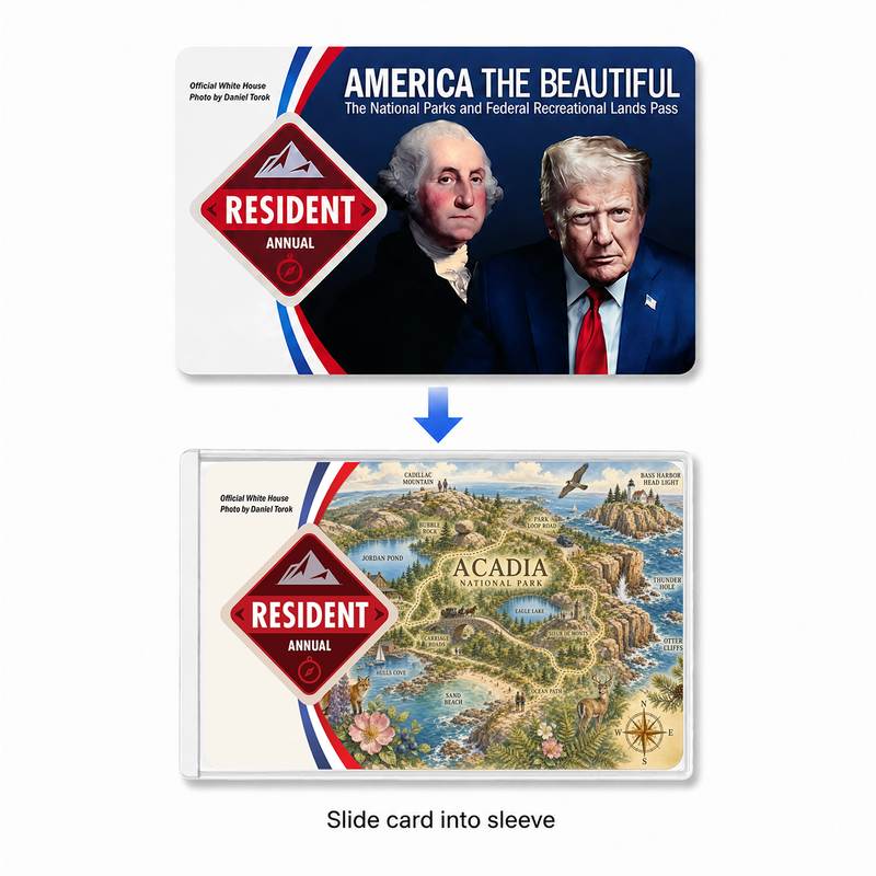 Acadia Map National Park Pass Sleeve | Gift For Hikers & Travel Lovers