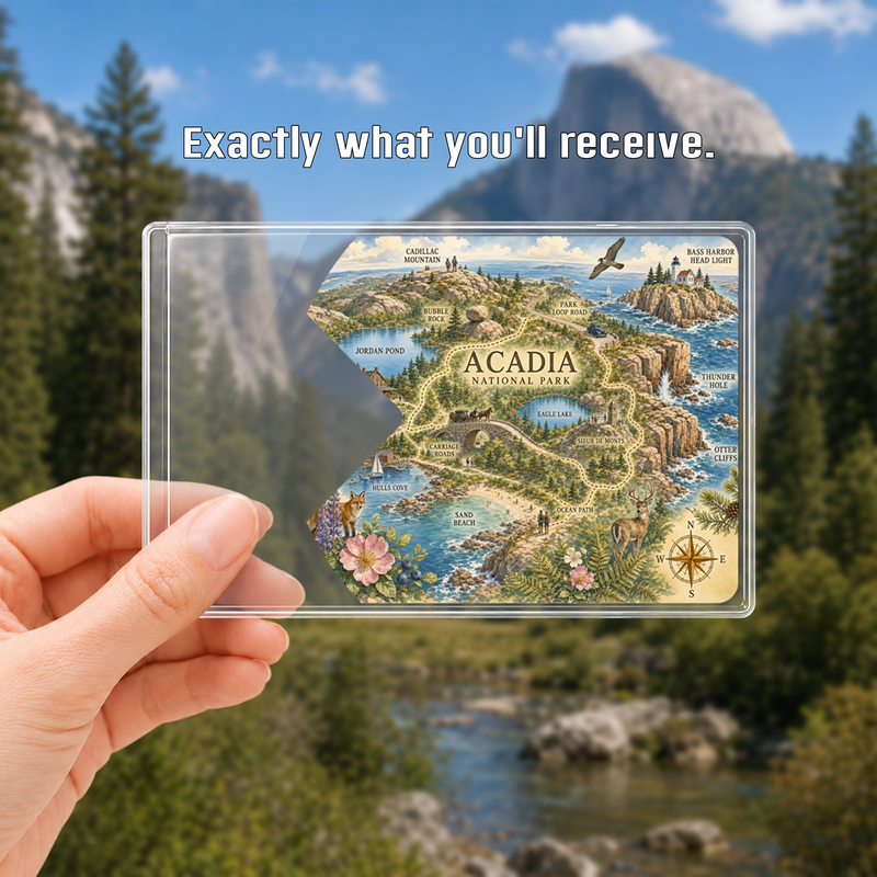 Acadia Map National Park Pass Sleeve | Gift For Hikers & Travel Lovers