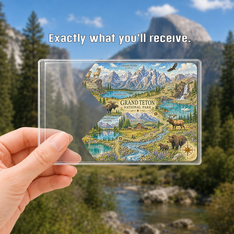 Grand Teton Map National Park Pass Sleeve | Gift for Hikers & Travel Lovers