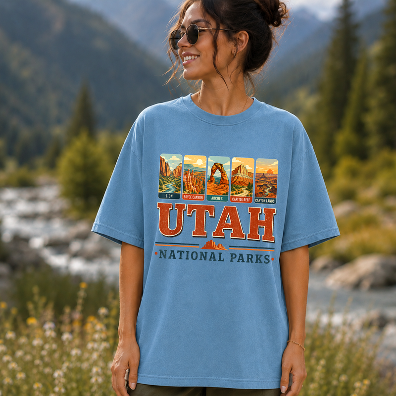 Utah National Parks Shirt, Vintage Zion Arches Bryce Canyon Graphic Tee, Hiking Gift