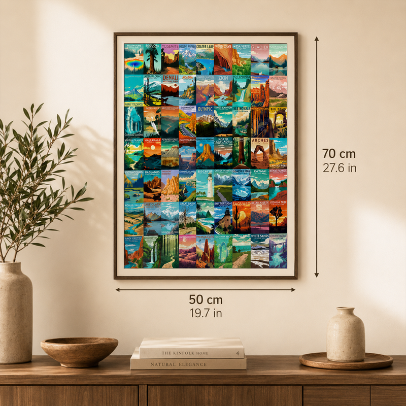 National Parks Puzzle for Adults 1000 Pieces, 63 U.S. Parks Travel Poster Jigsaw, Nature Gift