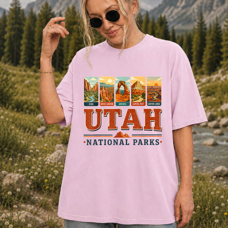 Utah National Parks Shirt, Vintage Zion Arches Bryce Canyon Graphic Tee, Hiking Gift
