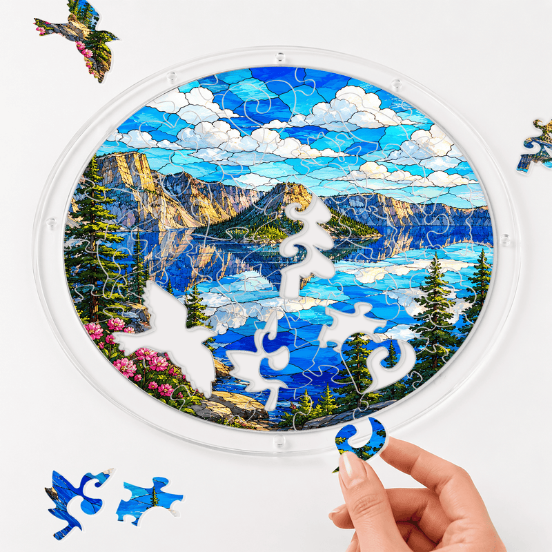Crater Lake National Park Acrylic Puzzle Suncatcher, Window Hanging Decor, Gift for Nature Lovers