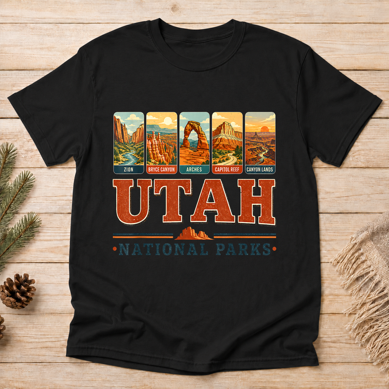 Utah National Parks Shirt, Vintage Zion Arches Bryce Canyon Graphic Tee, Hiking Gift