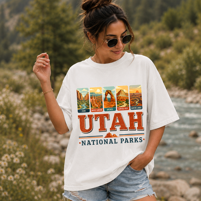 Utah National Parks Shirt, Vintage Zion Arches Bryce Canyon Graphic Tee, Hiking Gift