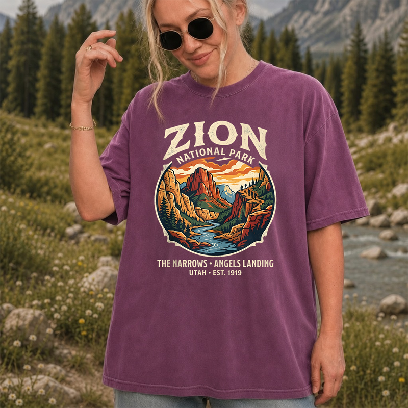Zion National Park Shirt, Vintage Utah Hiking Graphic Tee, Gift for Hikers