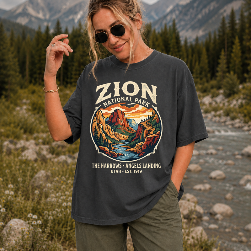 Zion National Park Shirt, Vintage Utah Hiking Graphic Tee, Gift for Hikers