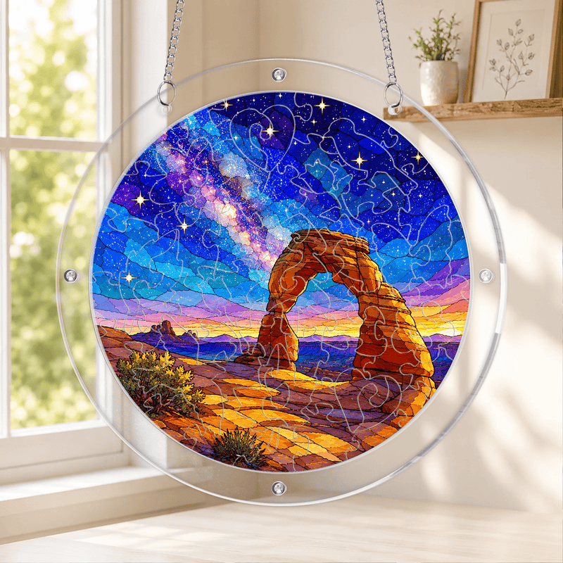 Arches National Park Acrylic Puzzle Suncatcher, Delicate Arch Window Decor, Nature Lover Gift