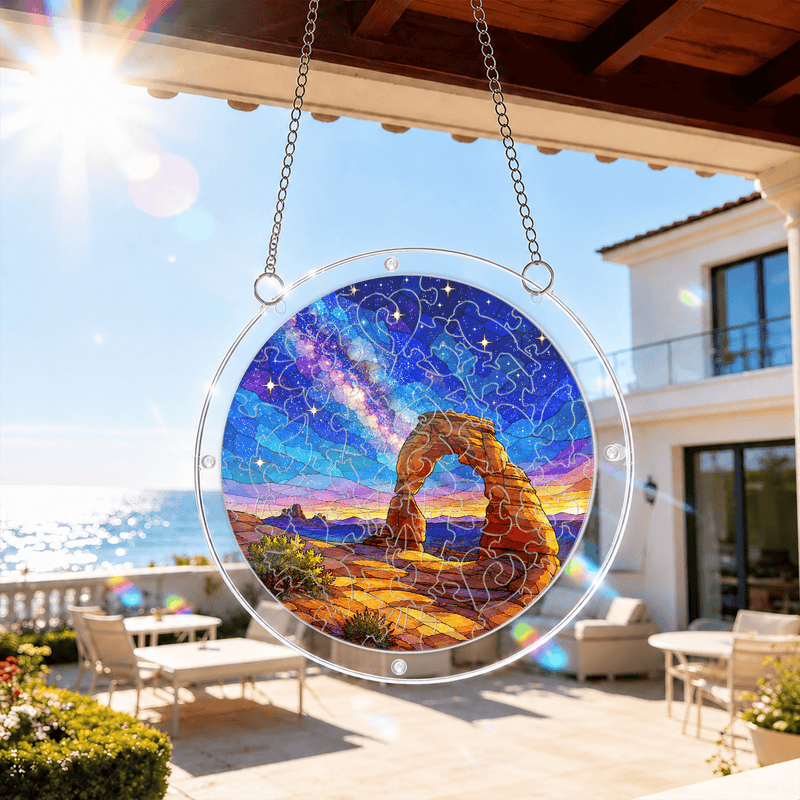 Arches National Park Acrylic Puzzle Suncatcher, Delicate Arch Window Decor, Nature Lover Gift