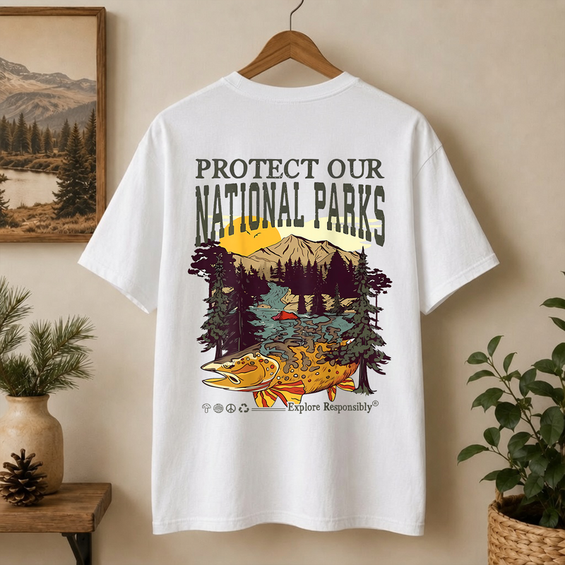 Protect Our National Parks T-Shirt, Trout Fishing Shirt, Gift for Hikers and Campers