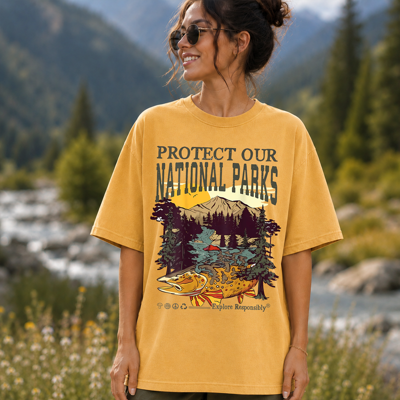 Protect Our National Parks T-Shirt, Trout Fishing Shirt, Gift for Hikers and Campers