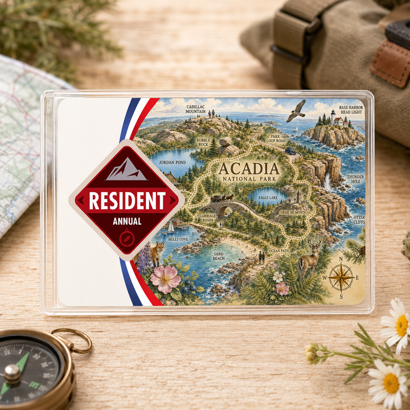 Acadia Map National Park Pass Sleeve | Gift For Hikers & Travel Lovers
