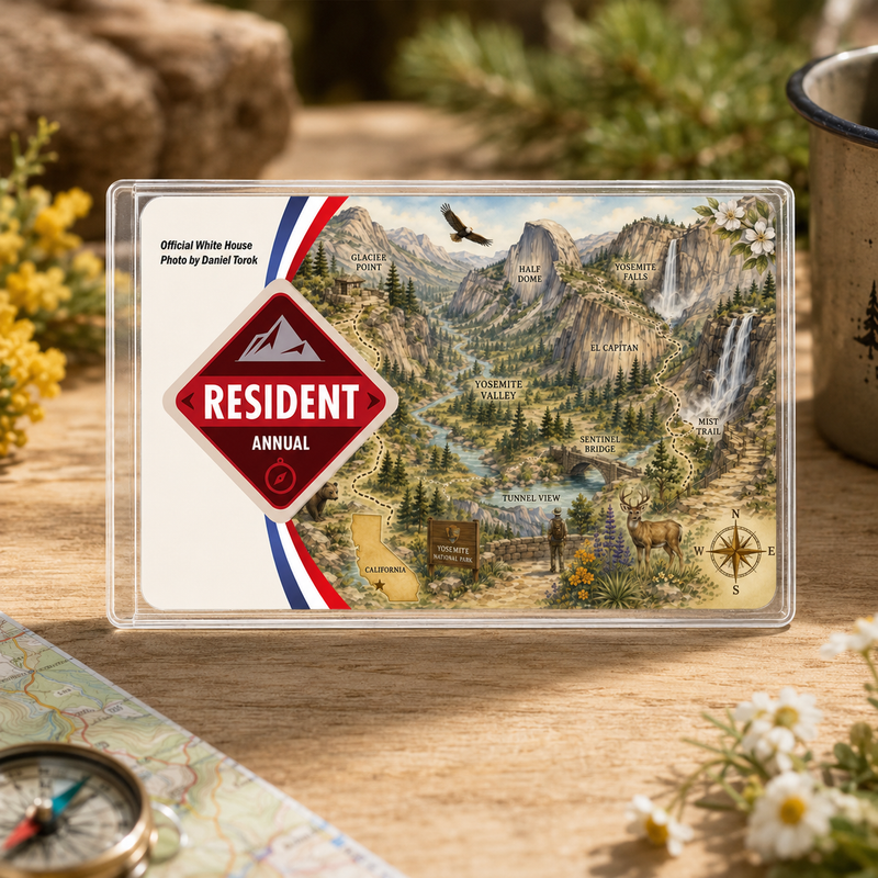 Yosemite Map National Park Pass Sleeve | Gift for Hikers & Travel Lovers