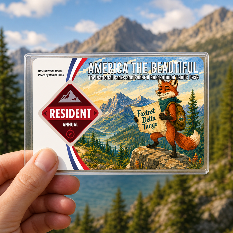 Funny Fox National Park Pass Sleeve, Gift for Hikers
