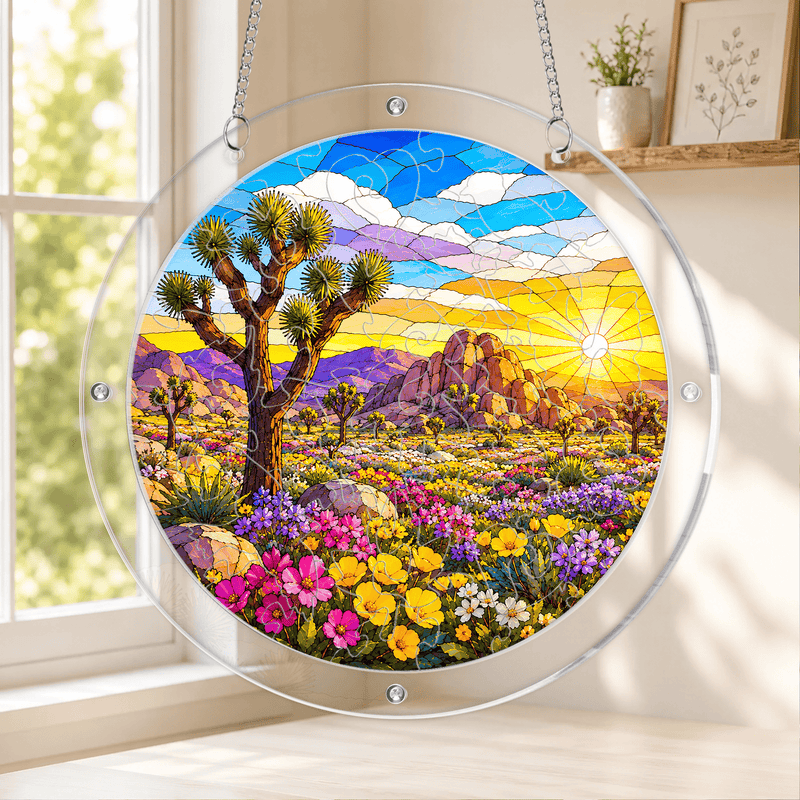 Joshua Tree National Park Acrylic Puzzle Suncatcher, Desert Window Decor, Nature Lover Gift