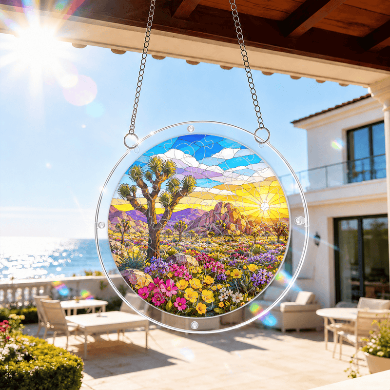Joshua Tree National Park Acrylic Puzzle Suncatcher, Desert Window Decor, Nature Lover Gift