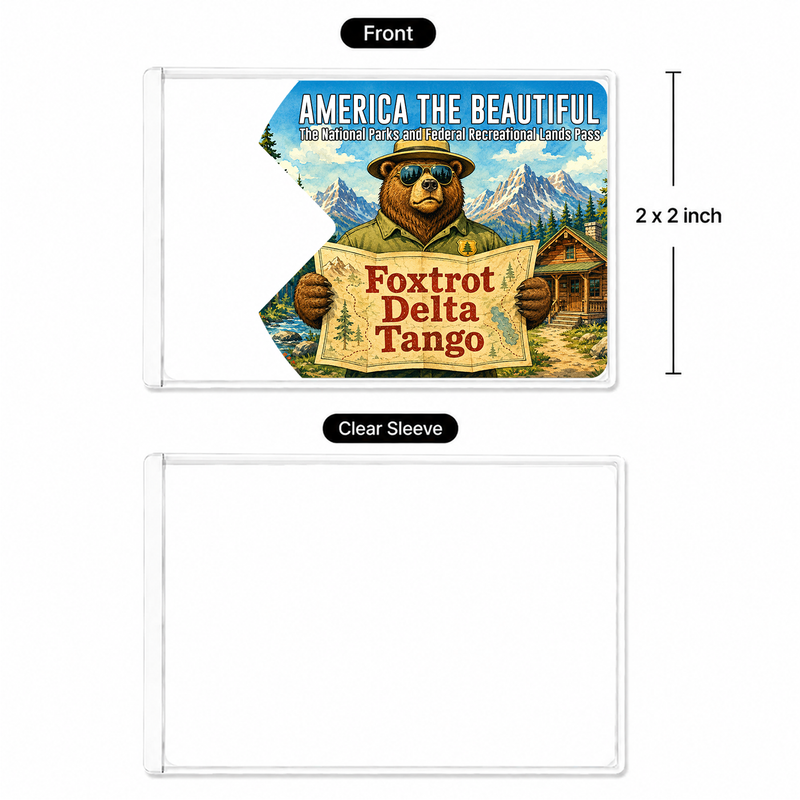 Funny Park Ranger Bear National Park Pass Sleeve, Gift for Hikers