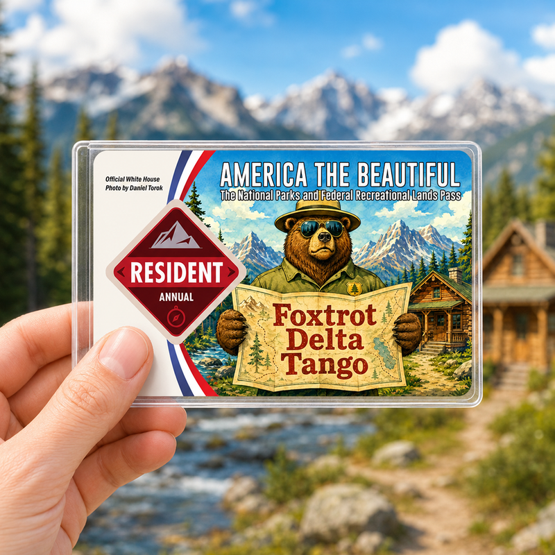 Funny Park Ranger Bear National Park Pass Sleeve, Gift for Hikers