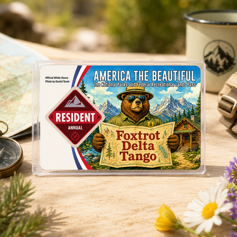 Funny Park Ranger Bear National Park Pass Sleeve, Gift for Hikers