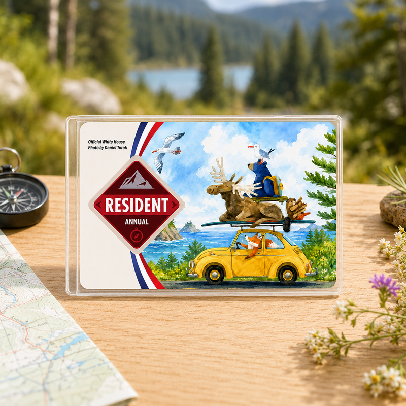 Cute Camping Animals National Park Pass Sleeve | Hiking Camper Gift