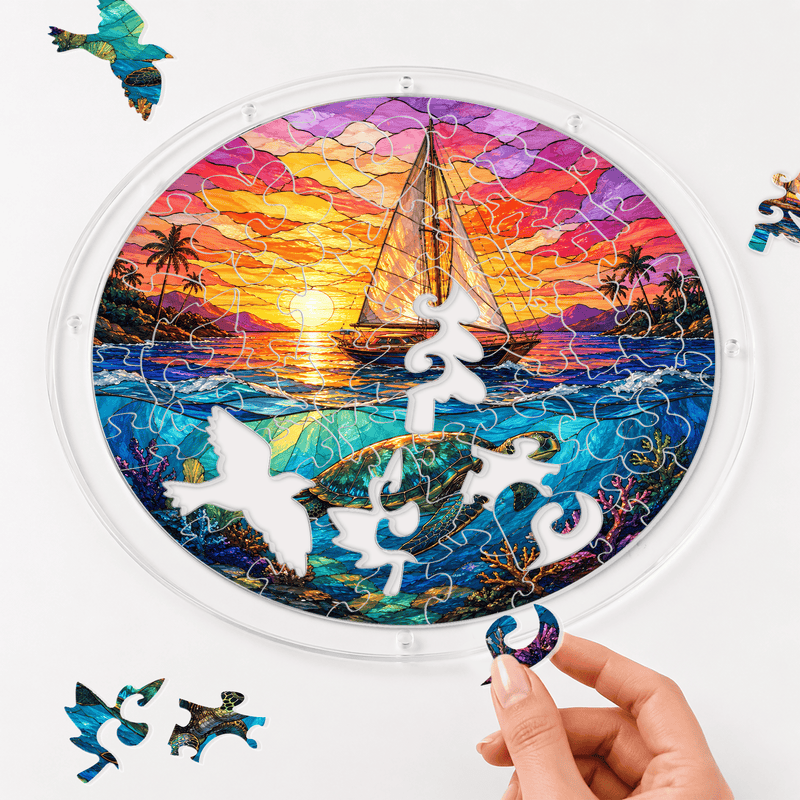 Sea Turtle Acrylic Puzzle Suncatcher, Ocean Window Decor, Coastal Lover Gift