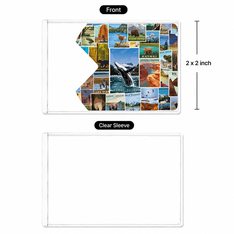 Wildlife Poster National Park Pass Sleeve, Hiking & Camping Gift