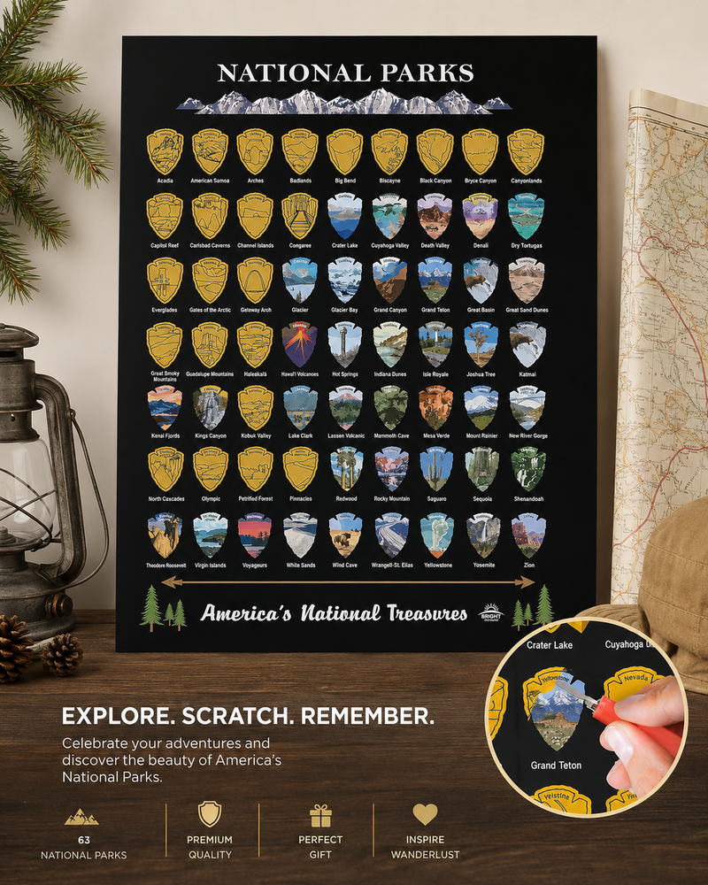 Scratch Off Map of USA & 63 National Parks Bundle – Travel Tracker Gift Set