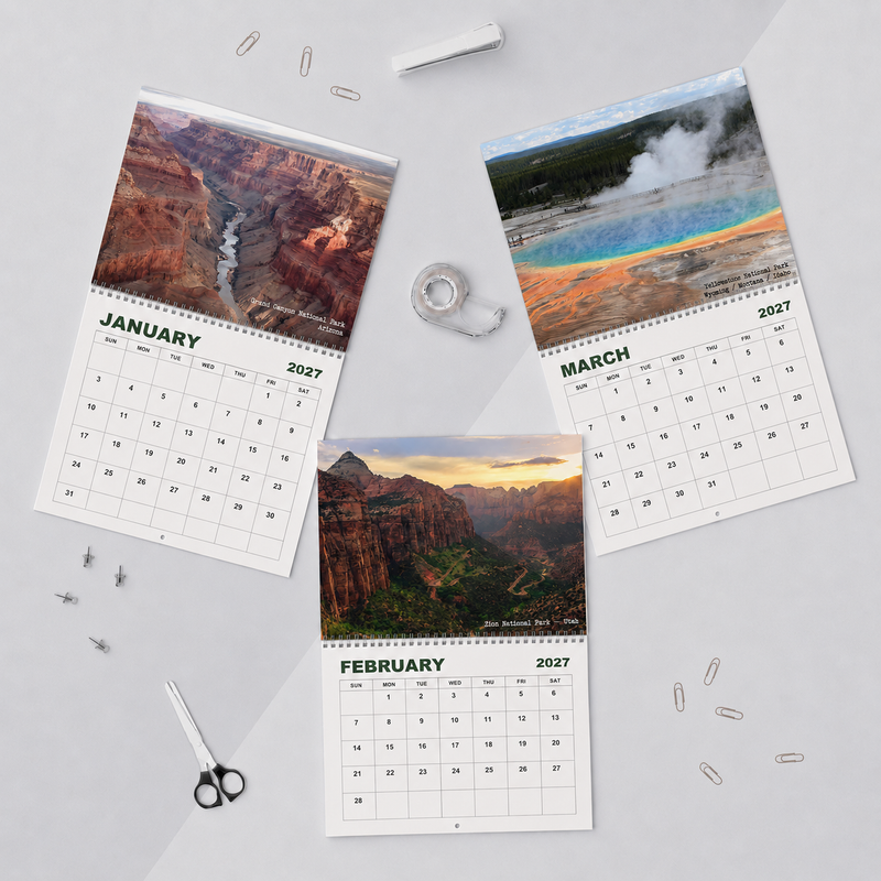 2027 National Parks Wall Calendar, Nature Calendar, Scenic Landscape Wall Decor, Outdoor Lover Gift