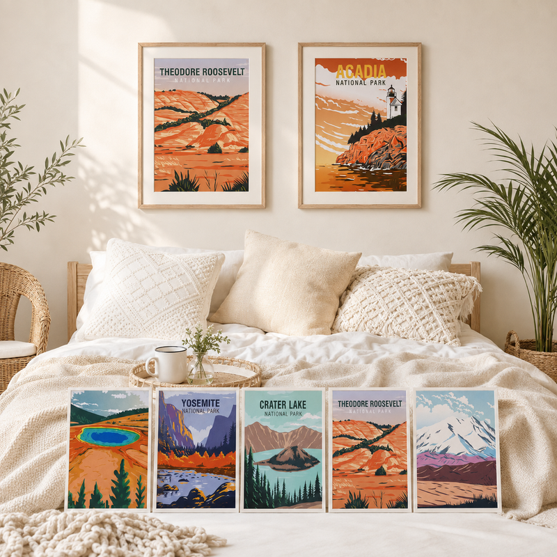 16 Pack National Park Posters, Vintage Travel Wall Art Prints, 8x10 Nature Decor