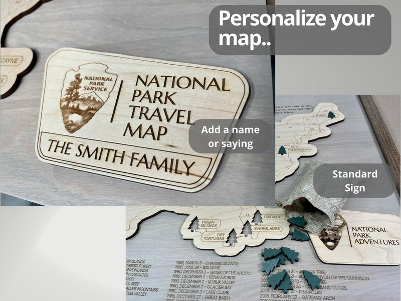 Personalized USA National Parks Travel Tracker Map, Wooden Wall Art, Gift for Hikers