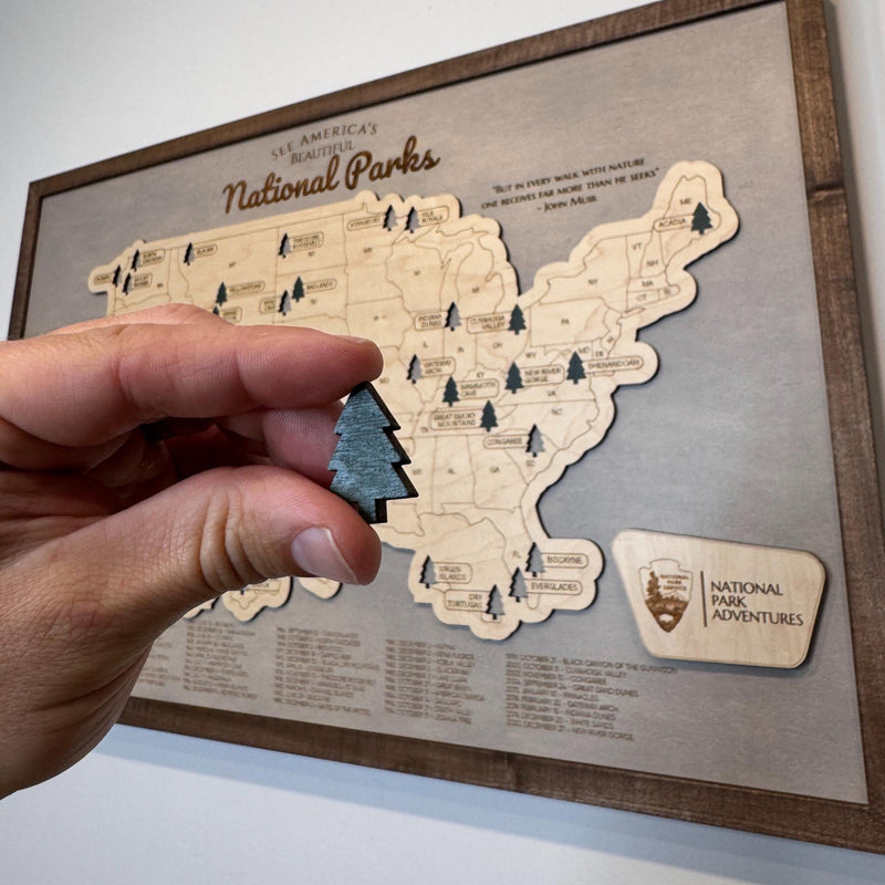 Personalized USA National Parks Travel Tracker Map, Wooden Wall Art, Gift for Hikers
