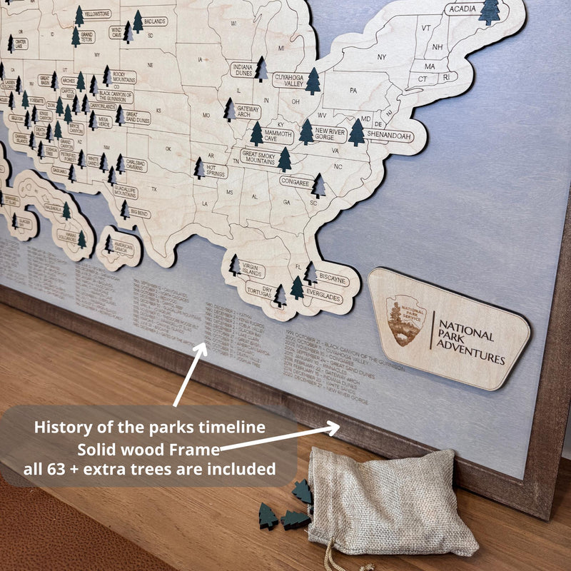 Personalized USA National Parks Travel Tracker Map, Wooden Wall Art, Gift for Hikers