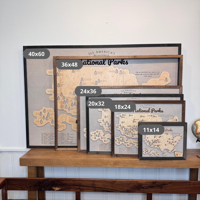 Personalized USA National Parks Travel Tracker Map, Wooden Wall Art, Gift for Hikers