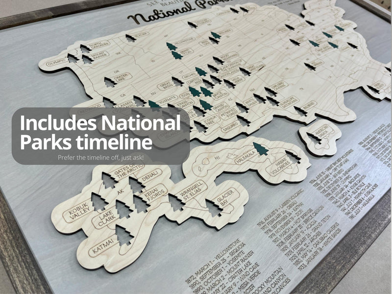 Personalized USA National Parks Travel Tracker Map, Wooden Wall Art, Gift for Hikers