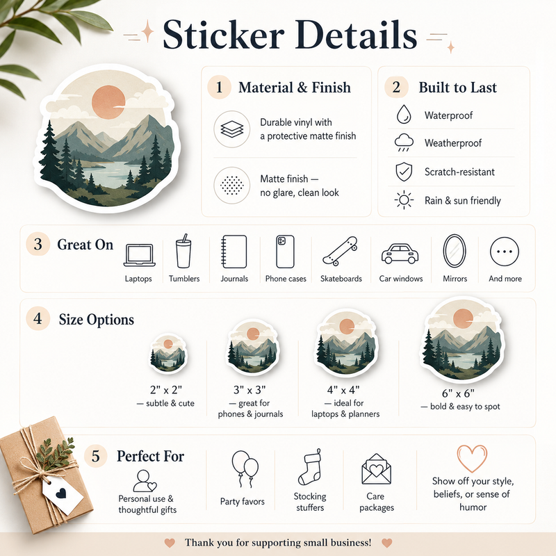 Hiking & Camping Sticker, Gift for Nature Lovers